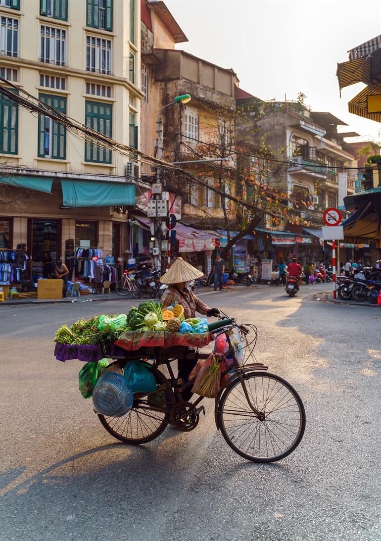 Street life in Hanoi Old Quarter, Vietnam