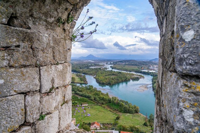 Uitzicht vanaf het Rozafakasteel, Shkoder